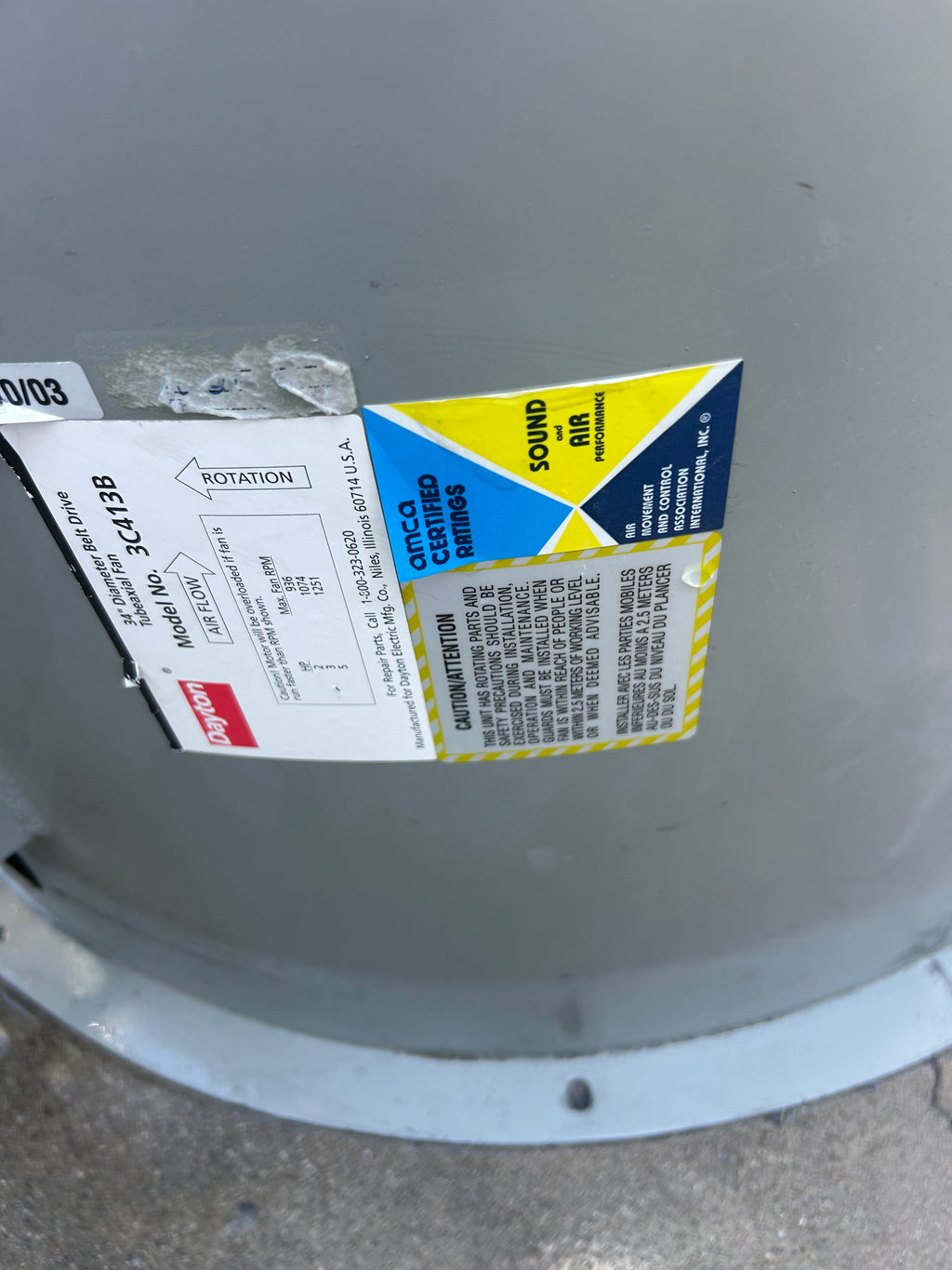 Used 34" Spray Booth Fan – 3 HP Motor